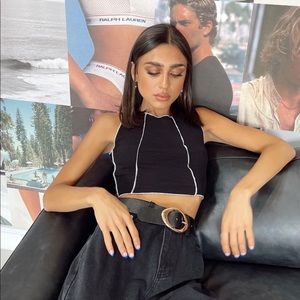 Princess Polly Black/White Contrast Crop Top